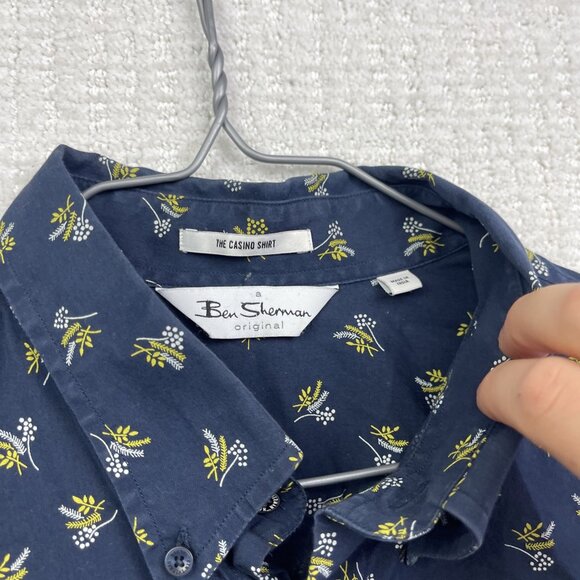 Ben Sherman The Casino Shirt Button Up Blue Floral AOP Long Sleeve Mens XL - Picture 6 of 15